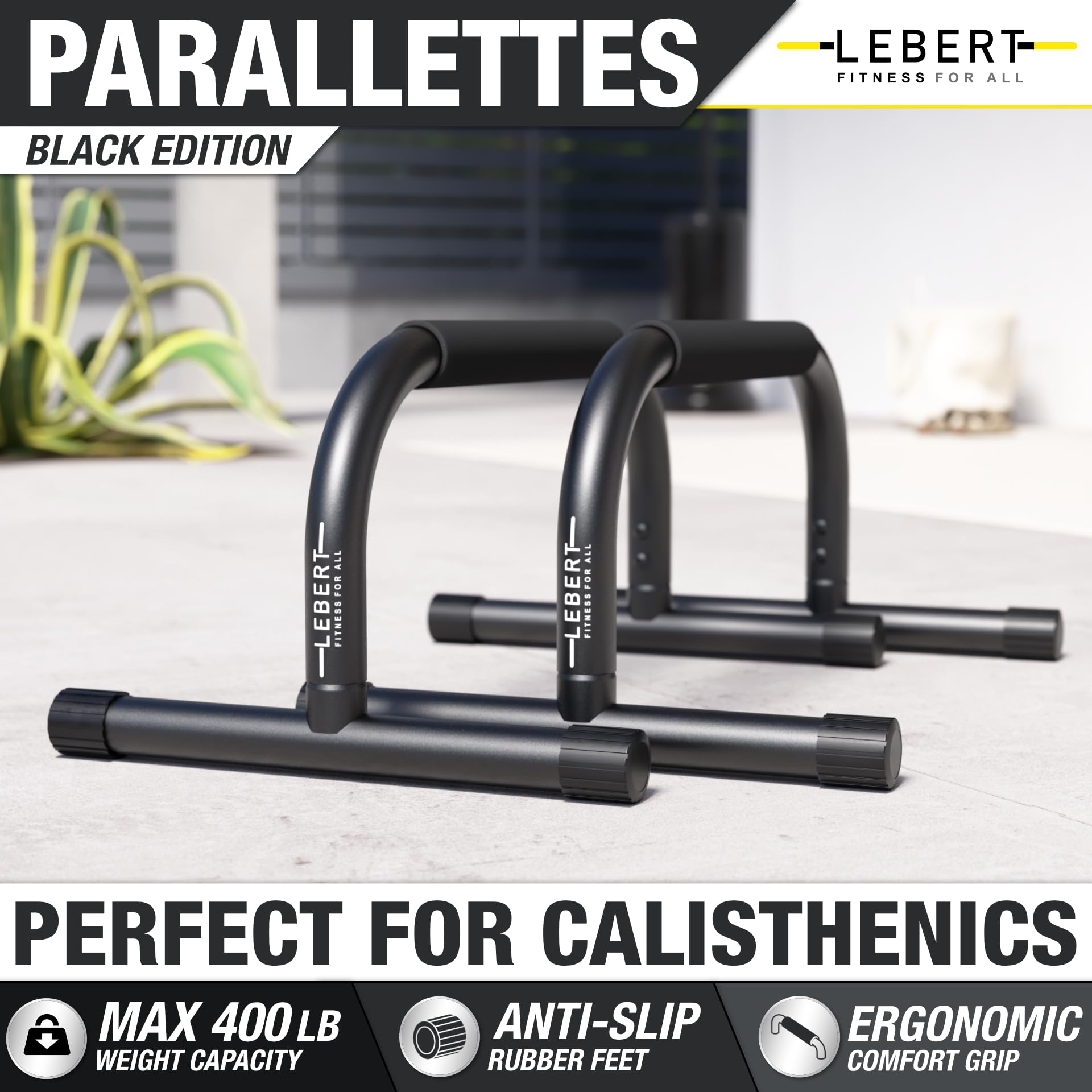 Lebert Fitness Support de barre de traction original Equalizer Total Body Renforcer Barre de traction Équipement de gym Station de trempage – Bande de résistance aux hanches, guide d'entraînement et groupe en ligne