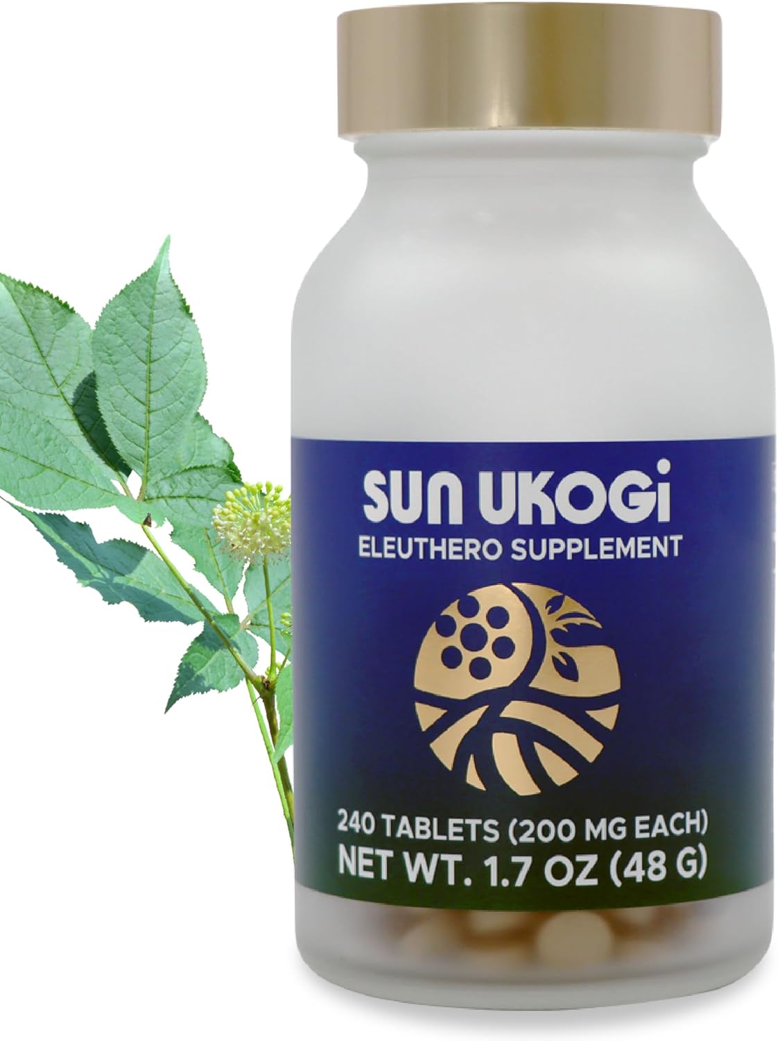 Sun Chlorella Sun Ukogi Eleuthero Root 200 mg Siberian Ginseng Supplement - Natural Adaptogen Well Being & Endurance Supplement for Women & Men - Non-GMO - 240 Tablets