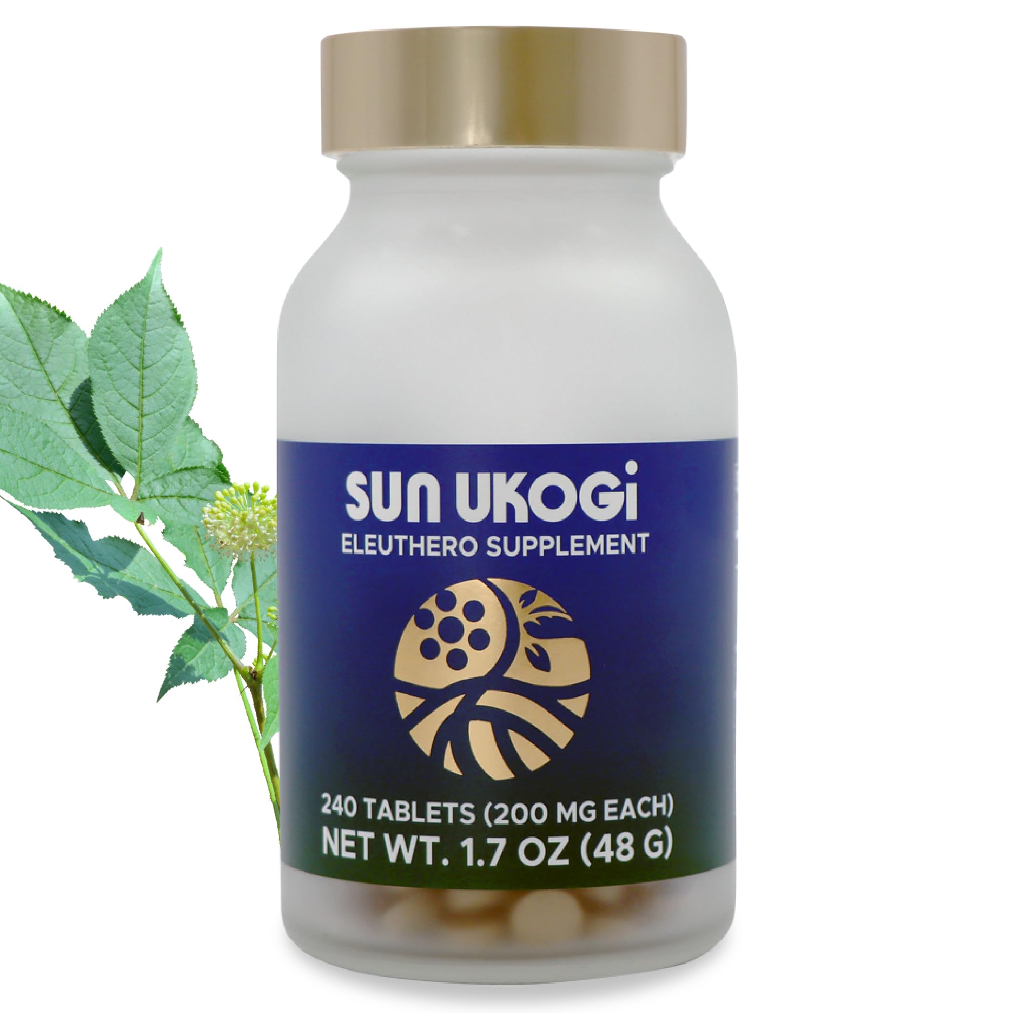 Sun Chlorella Sun Ukogi Eleuthero Root 200 mg Siberian Ginseng Supplement - Natural Adaptogen Well Being & Endurance Supplement for Women & Men - Non-GMO - 240 Tablets