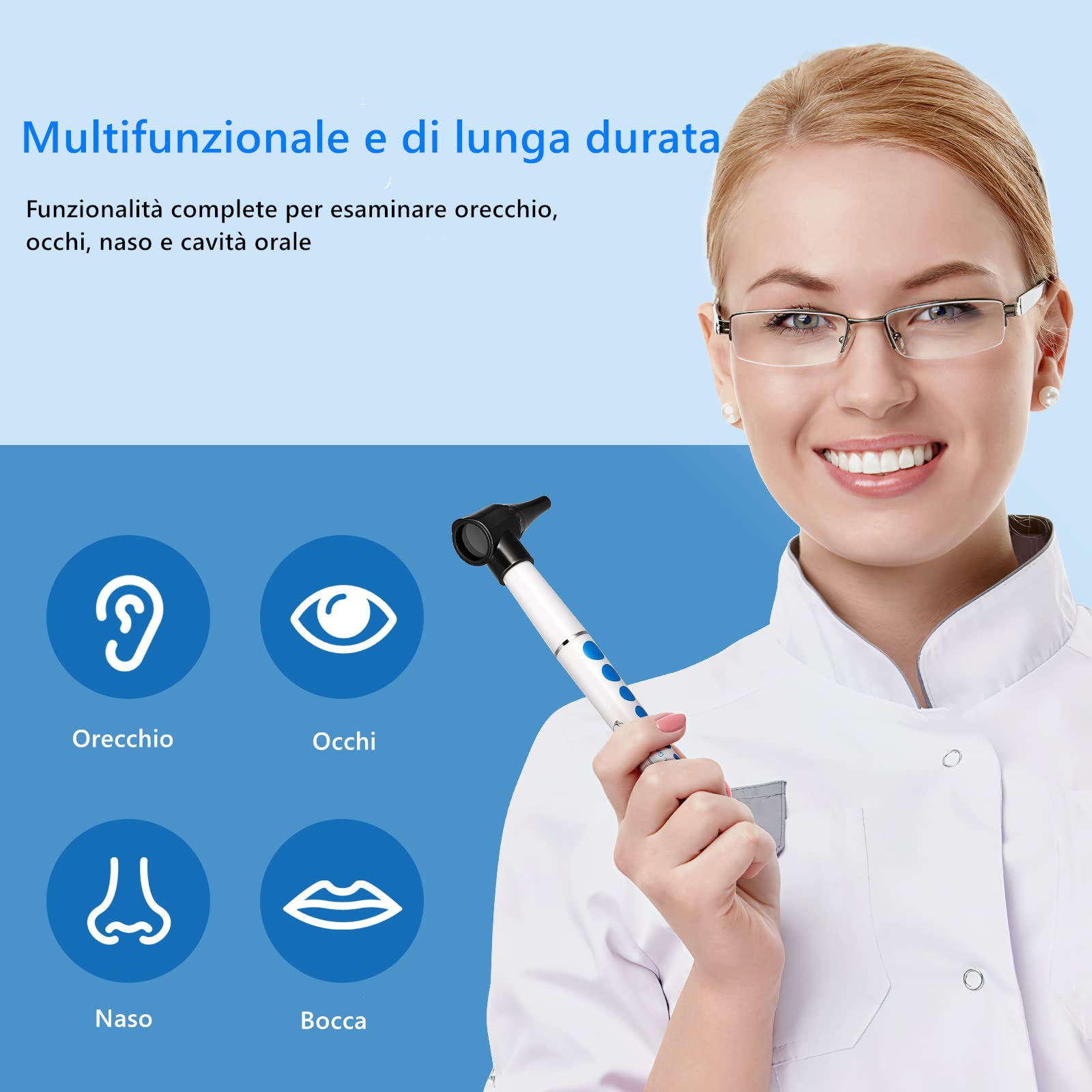 YNR Mini Otoscopio Diagnostico Con Luce LED, Cera Solvente Inclusa, 10 Specula, Per Adulti Bambini E Animali Domestici, Bordeaux - 2