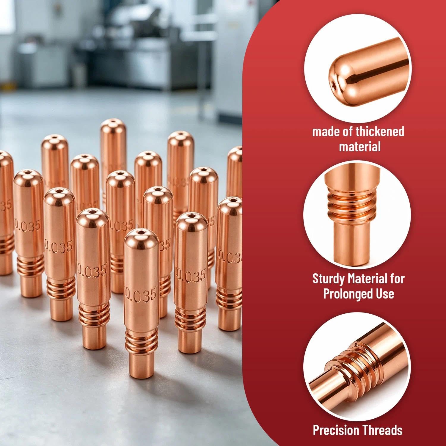 Punte di contatto T-M035 0,9 mm compatibili con pistola Miller MDX Series MIG da utilizzare con diffusore Miller MDX D-M100 D-M250 MDX100 MDX250 (100-PK)