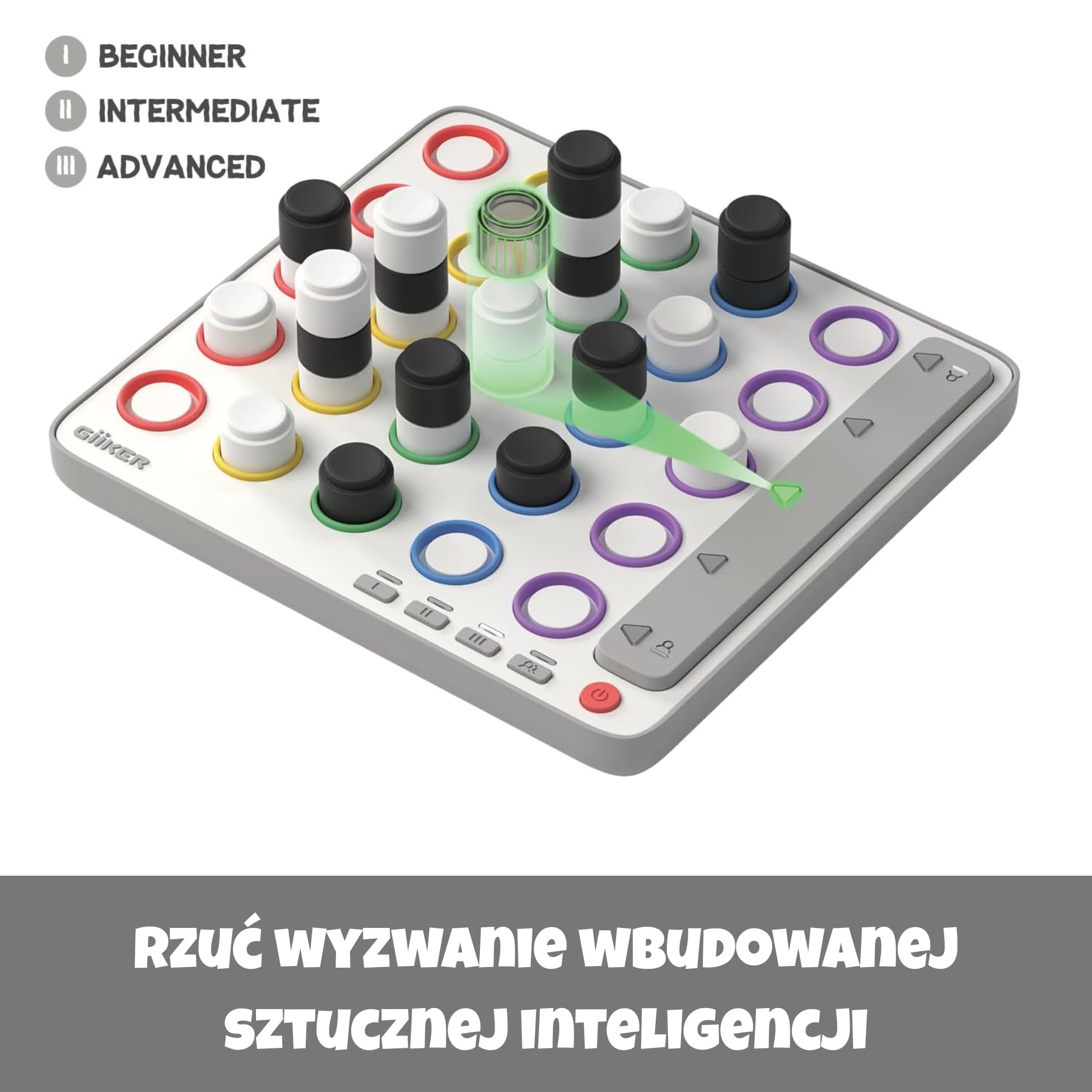 Giiker Smart Four, gra 3D AI Four in a Row, strategiczne gry planszowe z wbudowanym arbitrem dla 1-2 graczy, gry podróżne dla dzieci i rodzin, prezenty na święta