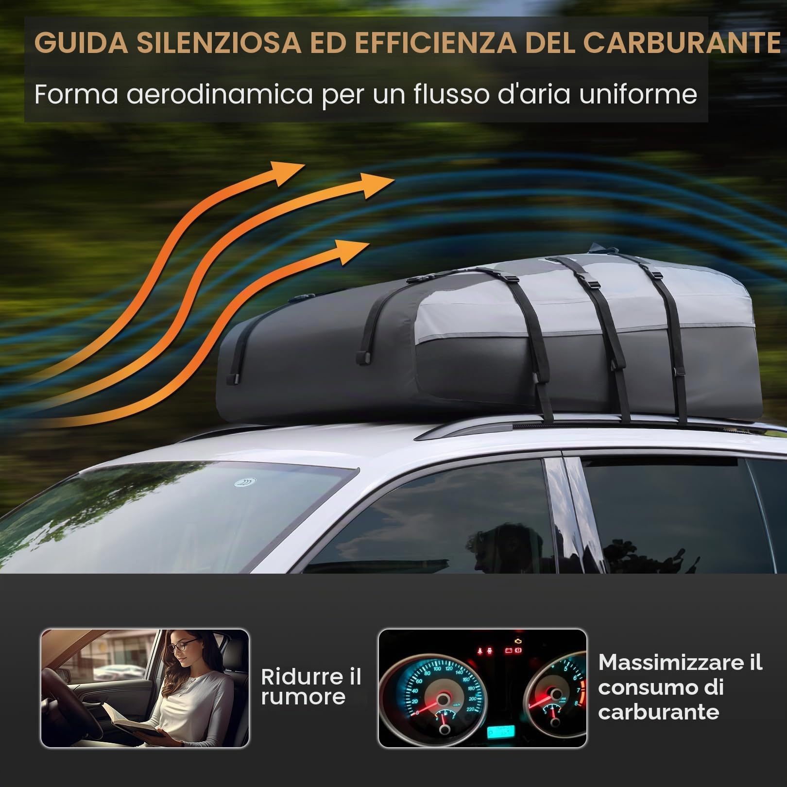 Sailnovo Box Tetto Auto Box Portapacchi per Auto 580L Borsa da Trasporto Impermeabile inclusi tappetino antiscivolo 6 ganci di sicurezza, e custodia per auto con o senza portapacchi (Grigio-Nero)