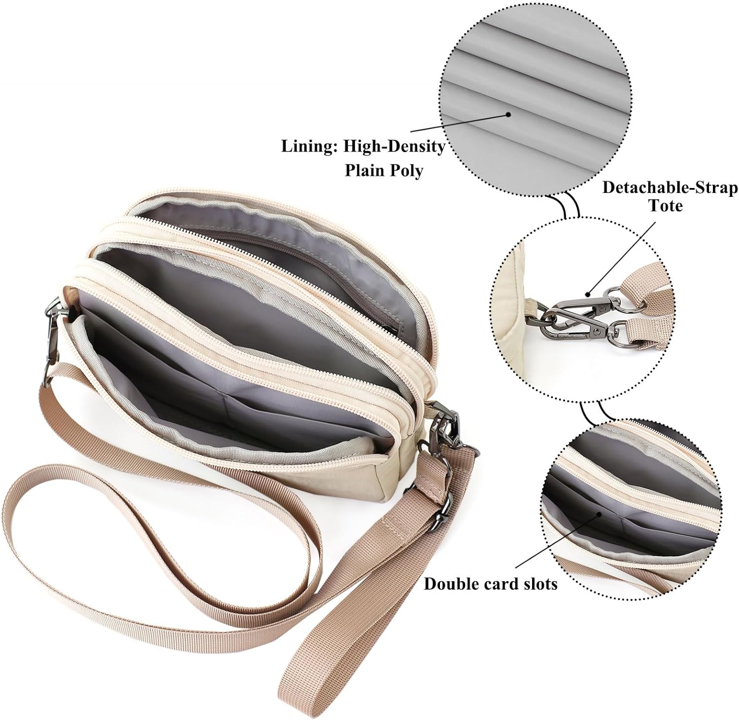 Small Wristlet Wallet for Women, 3-Zip RFID Crossbody Phone Purse - Image 4