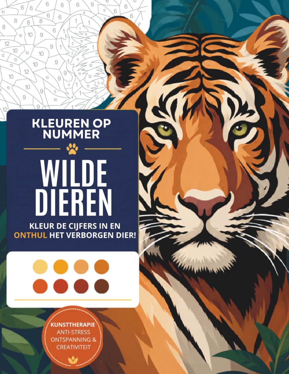 Kleuren op nummer – Wilde dieren: Mysterie kleurboek voor volwassenen en tieners | Genummerde tekeningen om te ontspannen, anti-stress en ideaal voor stiften