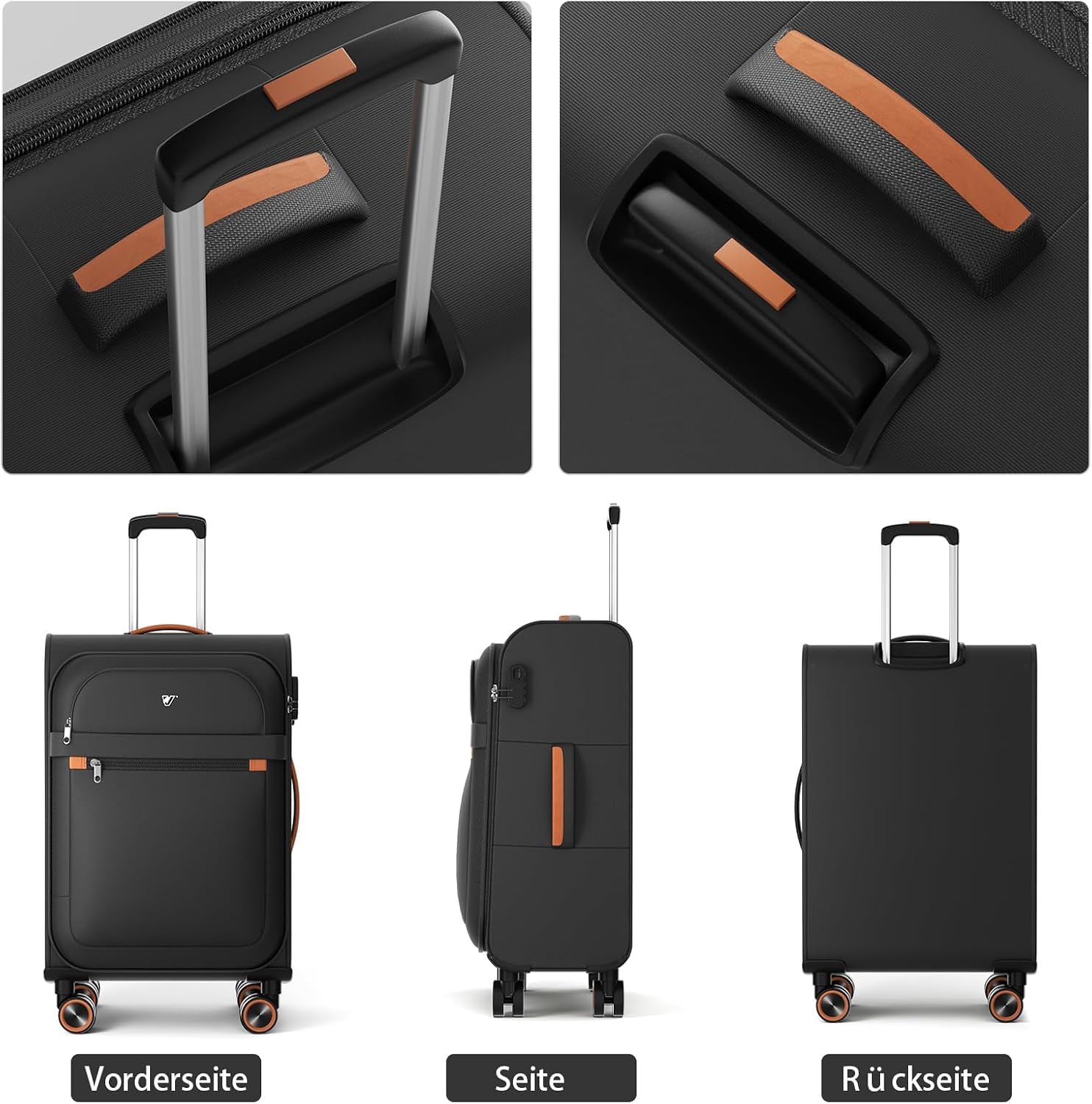 Weichschalenkoffer mittelgroß - Stoff Koffer Trolley 77 Liter