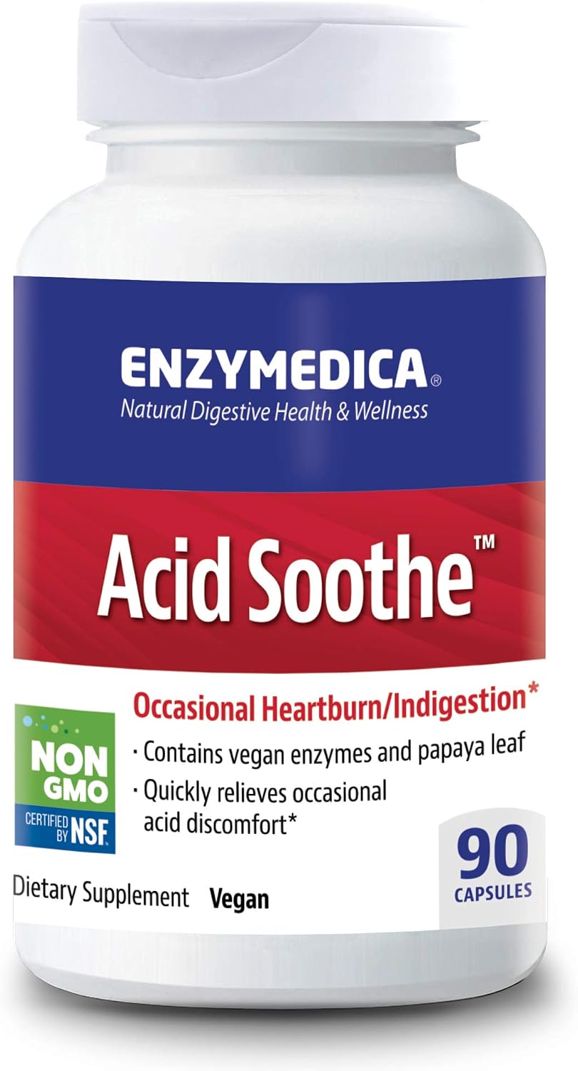 Enzymedica, Acid Soothe, Support for Occasional Heartburn, 90 Capsules (FFP)
