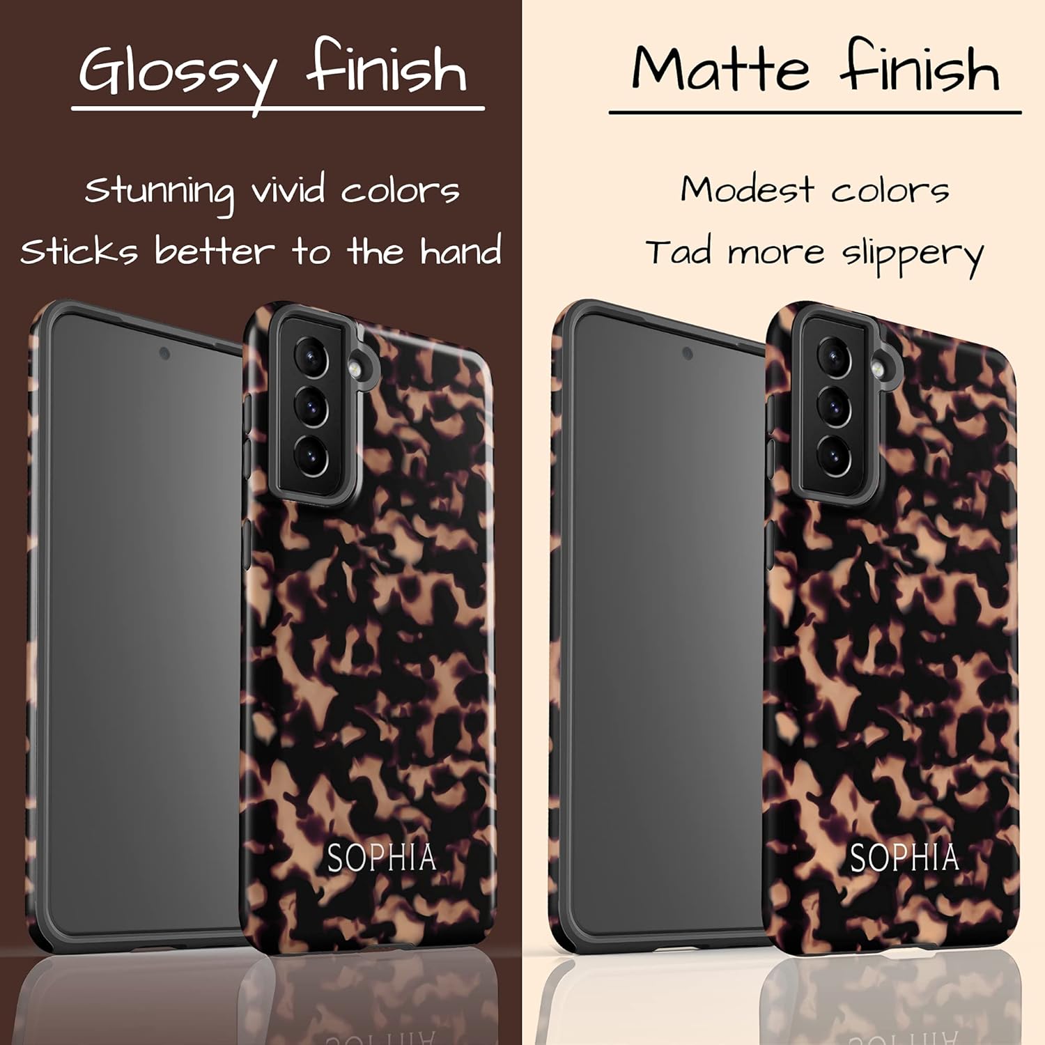 Custom Name Tortoise Shell Case, Animal Print Personalized Case, Compatible with Samsung Galaxy S26 Ultra, S25 Plus, S24, S23, S22, S21, S20
