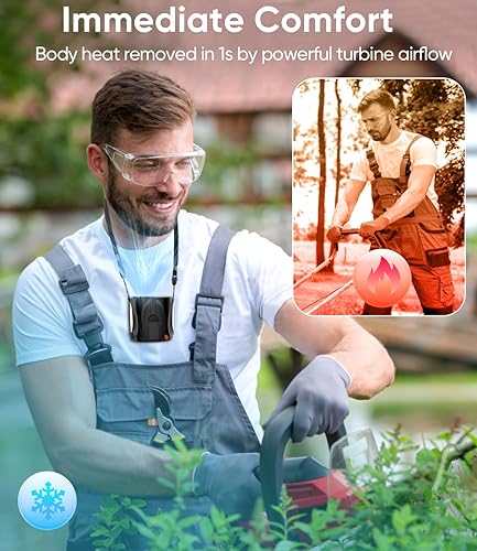 Miniatura 4 de Ventilador de cintura portátil AI, 6 velocidades de 16000 rpm, flujo de aire turbo fuerte, ventilador personal de refrigeración máxima de 40 horas