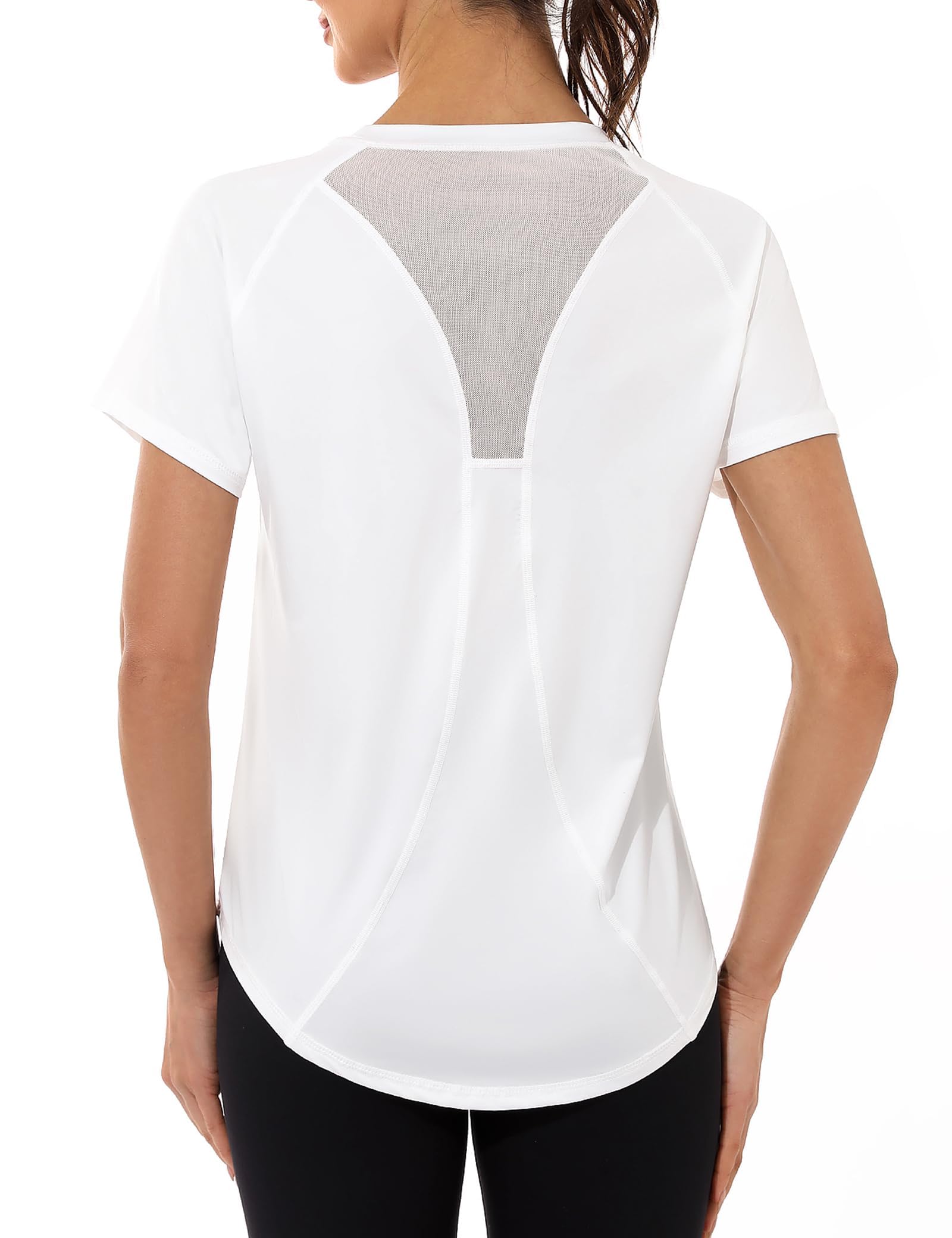 Gyabnw Maglietta Sportiva Donna Magliette Donna Manica Corta Elastico Camicia Palestra Donna Indietro in Rete Traspirante Top Fitness Yoga Corsa Danza