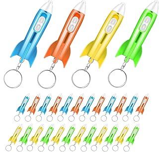 Piucrty Party Bag Children's Birthday Rockets Mini Torch Key Ring Children 24 Pieces Useful Party Gifts Small Items Give Aways Tombola Prizes Small Gifts Goodie Bag
