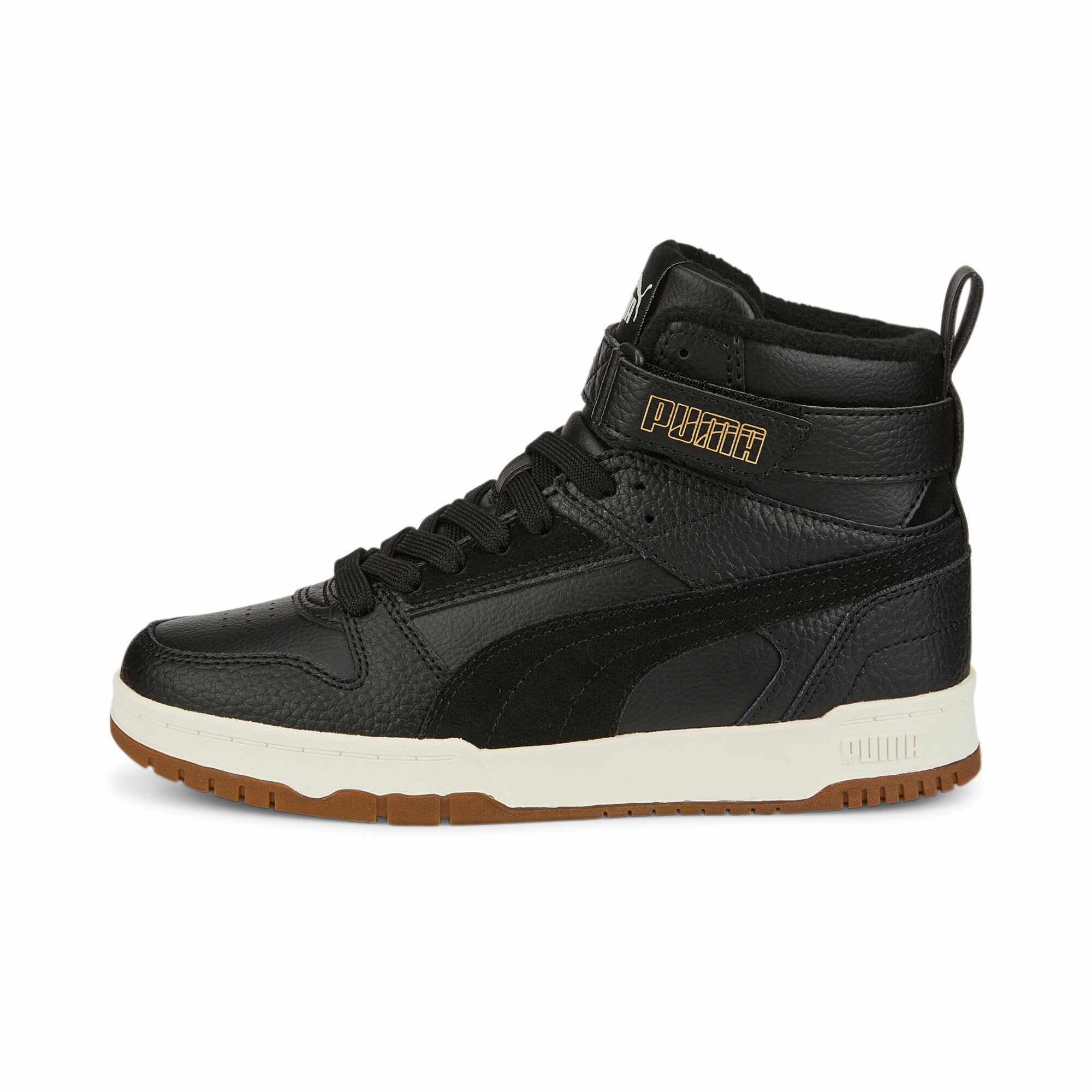 PUMA Unisex Kids Rbd Game WTR Jr Sneaker, Puma Black Puma Black Puma Team Gold, 4.5 UK