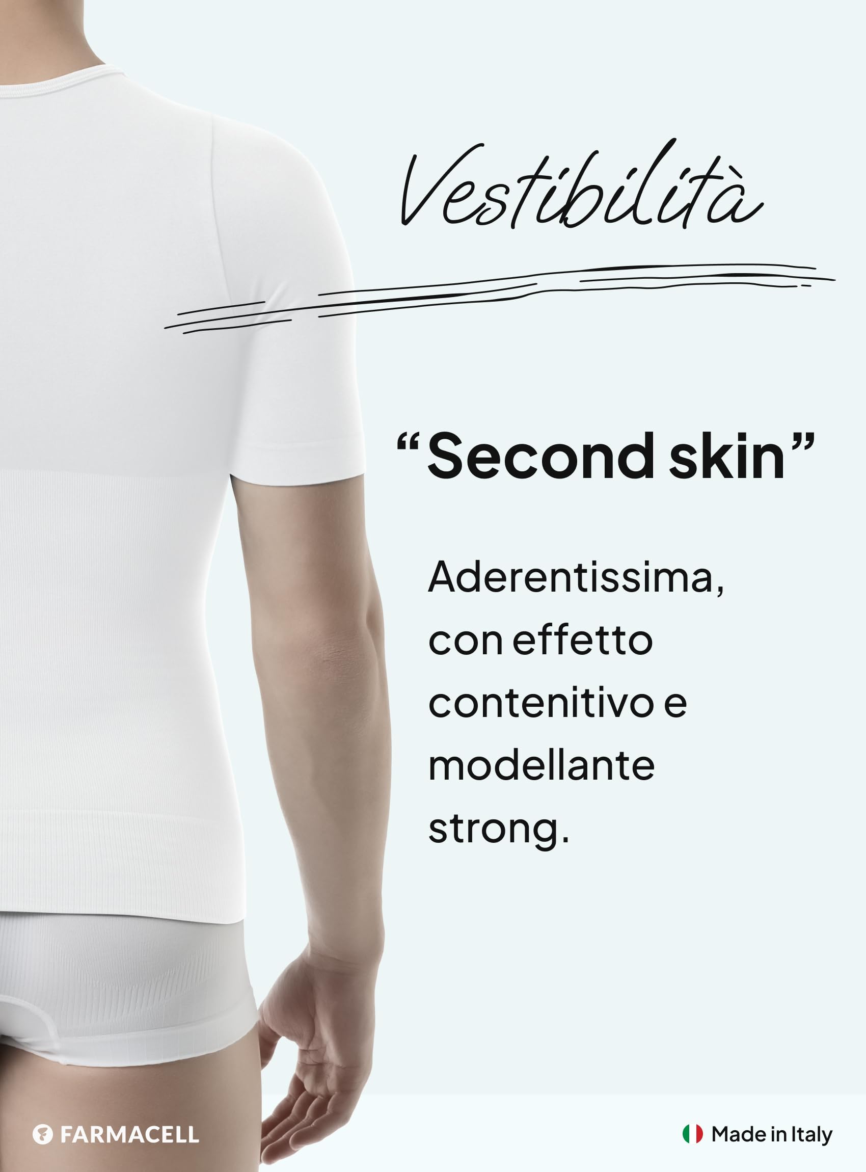 FarmaCell T-Shirt Uomo Contenitiva in Cotone, Maglietta Compressione, Effetto Pancia Piatta, Made in Italy, 419