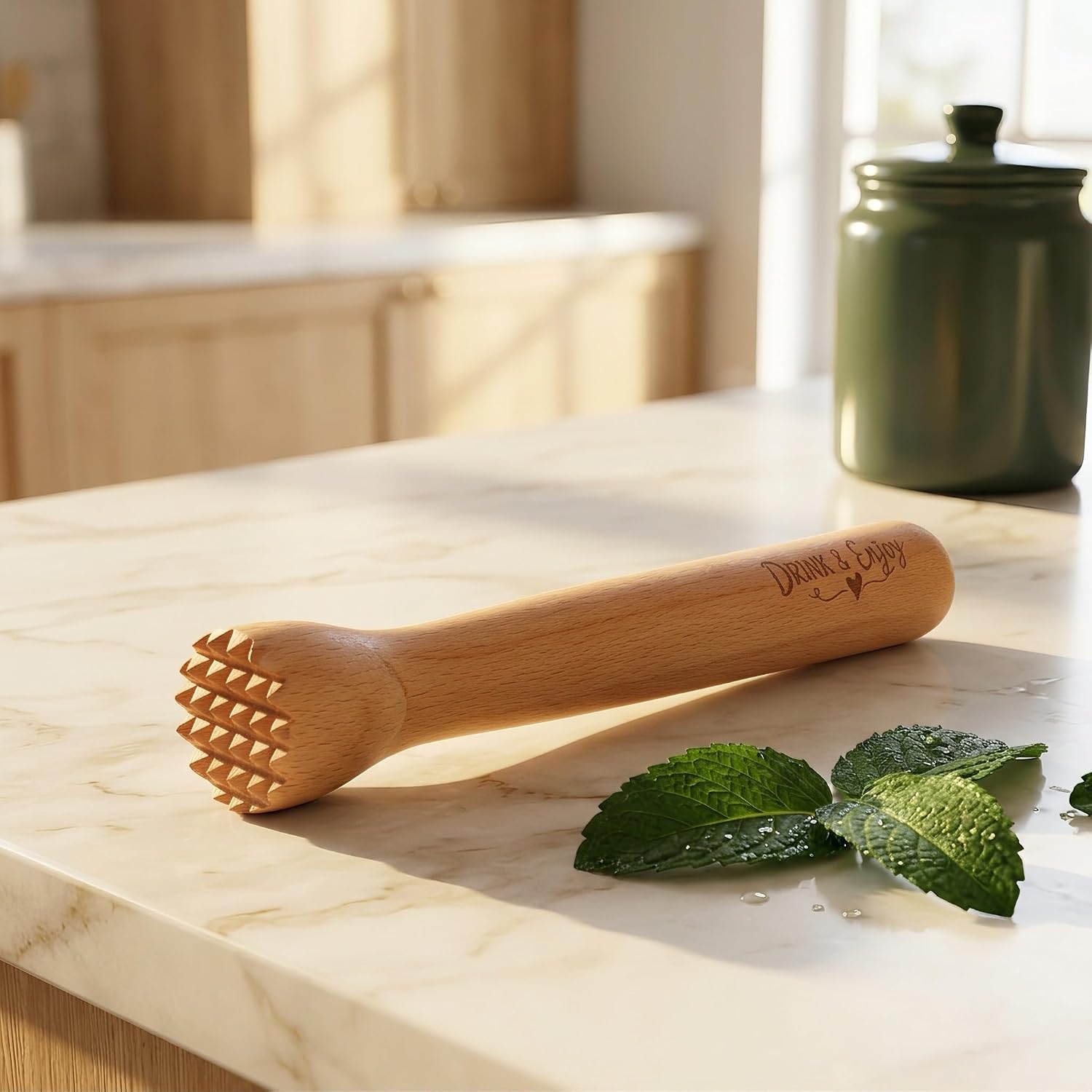 Ipetboom Wooden Muddler for Lemonade, with Grooved Head for Smashing