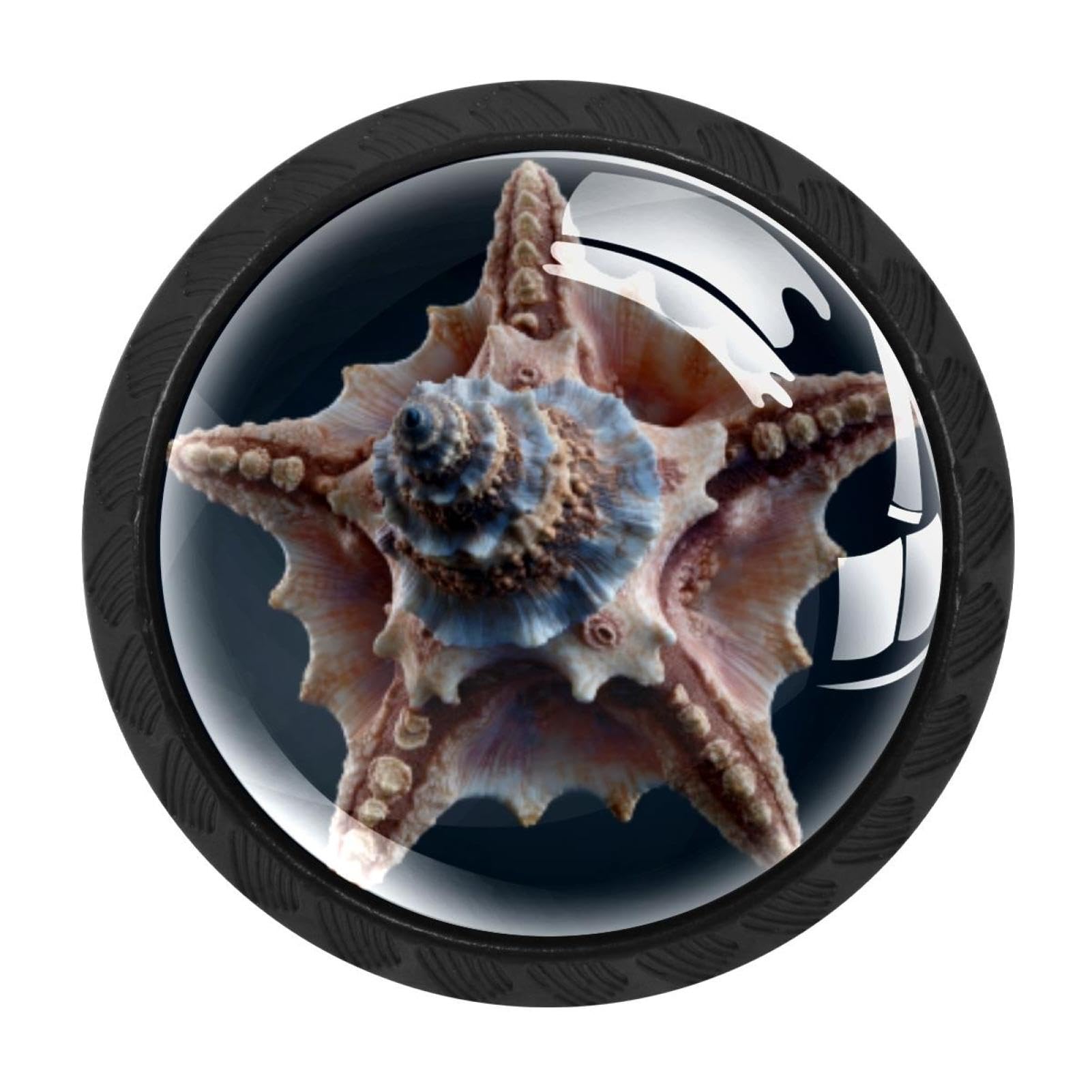 CHENZZZZ 4 Pieces Round Cabinet Knobs Seashell Starfish Dresser Knobs Pulls Handles with Screws for Drawer Pulls Handles Knobs Door Knobs