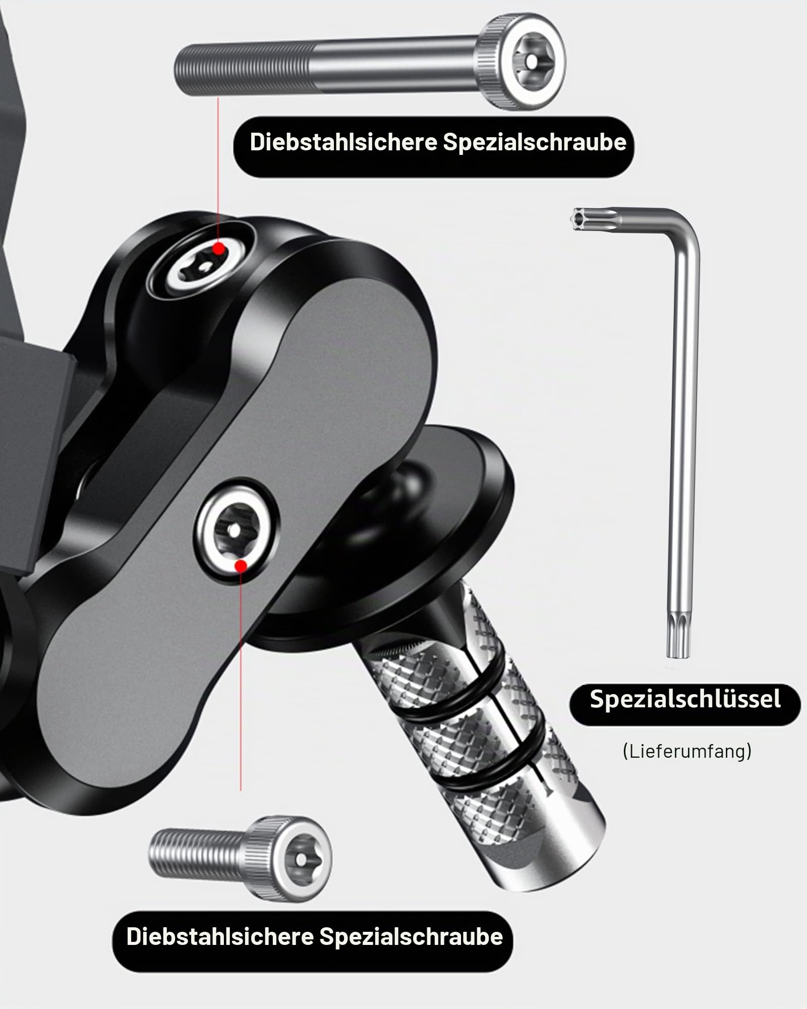 BRCOVAN Motorrad Gabelvorbau Handyhalterung mit Vibrationsdämpfer und Hochgeschwindigkeits-Sicherheitsschloss, Diebstahlsichere Motorrad Handyhalter Verstellbar für 5,4-7,2 Zoll Smartphones