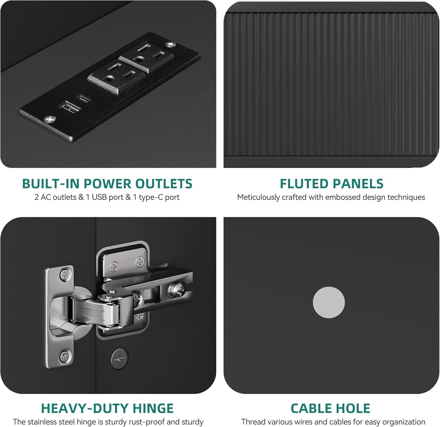 YITAHOME Fluted TV Stands for TVs up to 65 Inches, Entertainment Center with Power Outlets & Storage Compartments, 59" Long Wooden TV Console for Living Room Bedchamber - Image 5