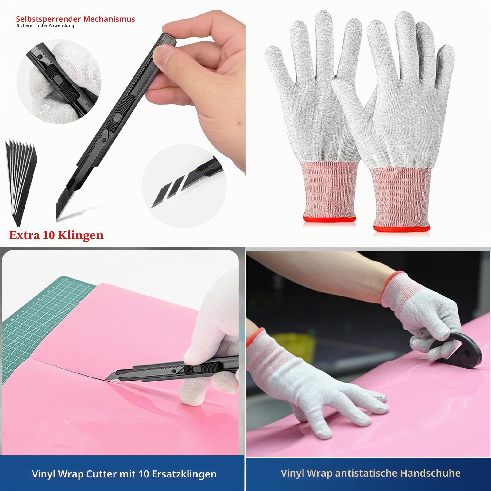 EHDIS Folierungs Werkzeug Set mit Heißluftpistolen, Rakel Se für Fensterfolie, Tönungsfolie Auto, Auto Folierung, mit Filzrakel, Cuttermesser, Micro Rakel, Handschuhe, Magnete