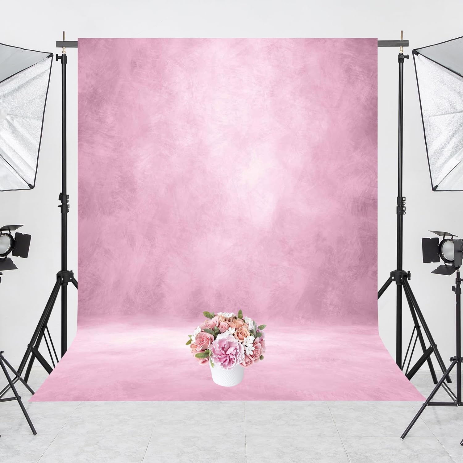 Haboke Abstract Professional Photography Backdrop for Portrait Photo Props Booth Background Photoshoot Studio with Ployester Fabric Roller Pocket on Top (6x8ft,Light Pink)
