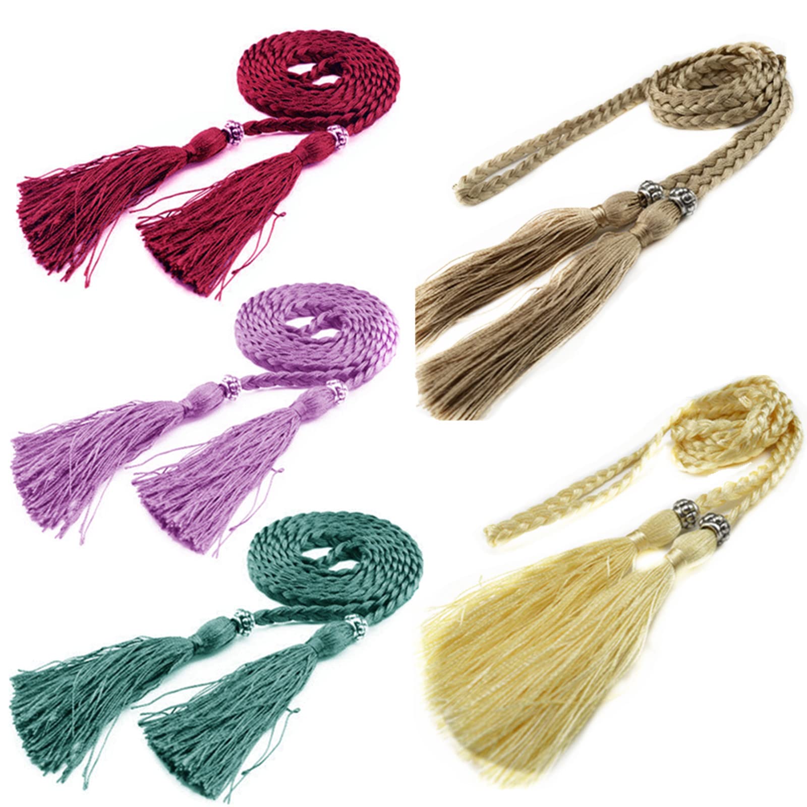 JinYu Women Tassel Braided Belt for Dress Bowknot Waist  display picture 1