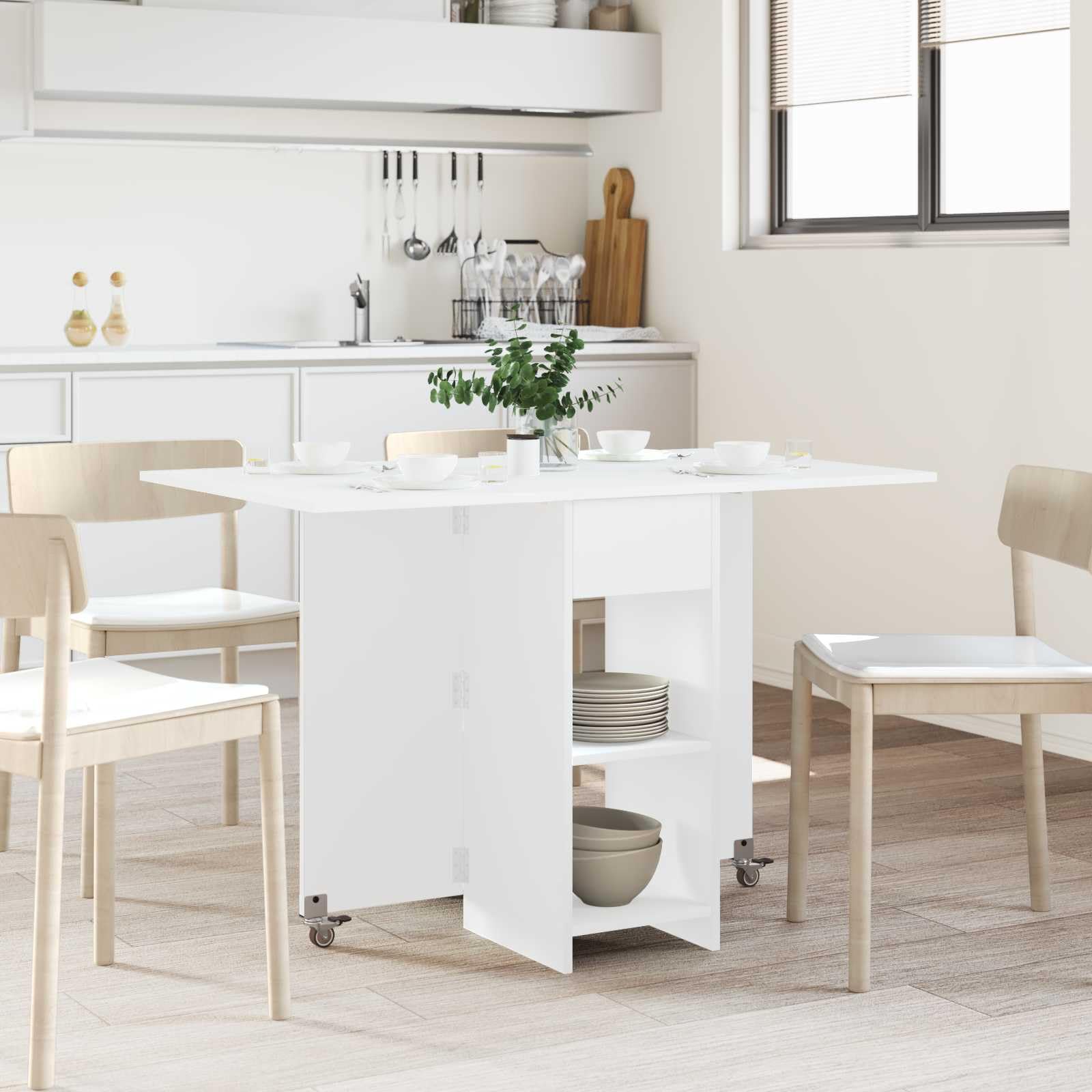 Table de salle à manger pliable avec étagères anti-basculement