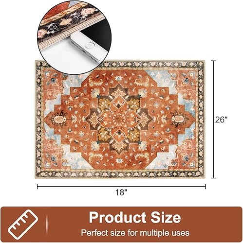 Miniatura 2 de Seavish Tapetes de baño pequeños antideslizantes de 18 x 26 pulgadas, color gris, oriental, retro, envejecidos, suaves y absorbentes, para baño,