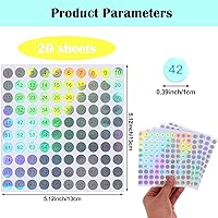 Vista 3 de RIVEENY 20 hojas de 1 a 100 adhesivos reflectantes láser pequeños redondos con números consecutivos autoadhesivos para almacenamiento de inventario