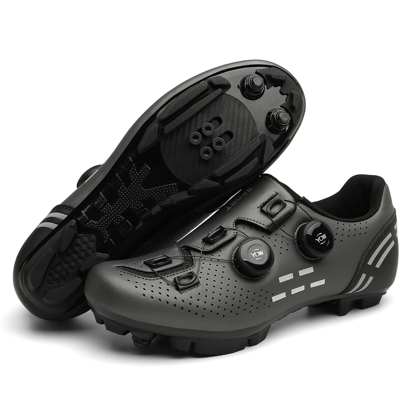 Men's and Women's Cycling Shoes for Road and Mountain Bike Riding - Lightweight, Breathable, Reflective Striped Outdoor Footwear