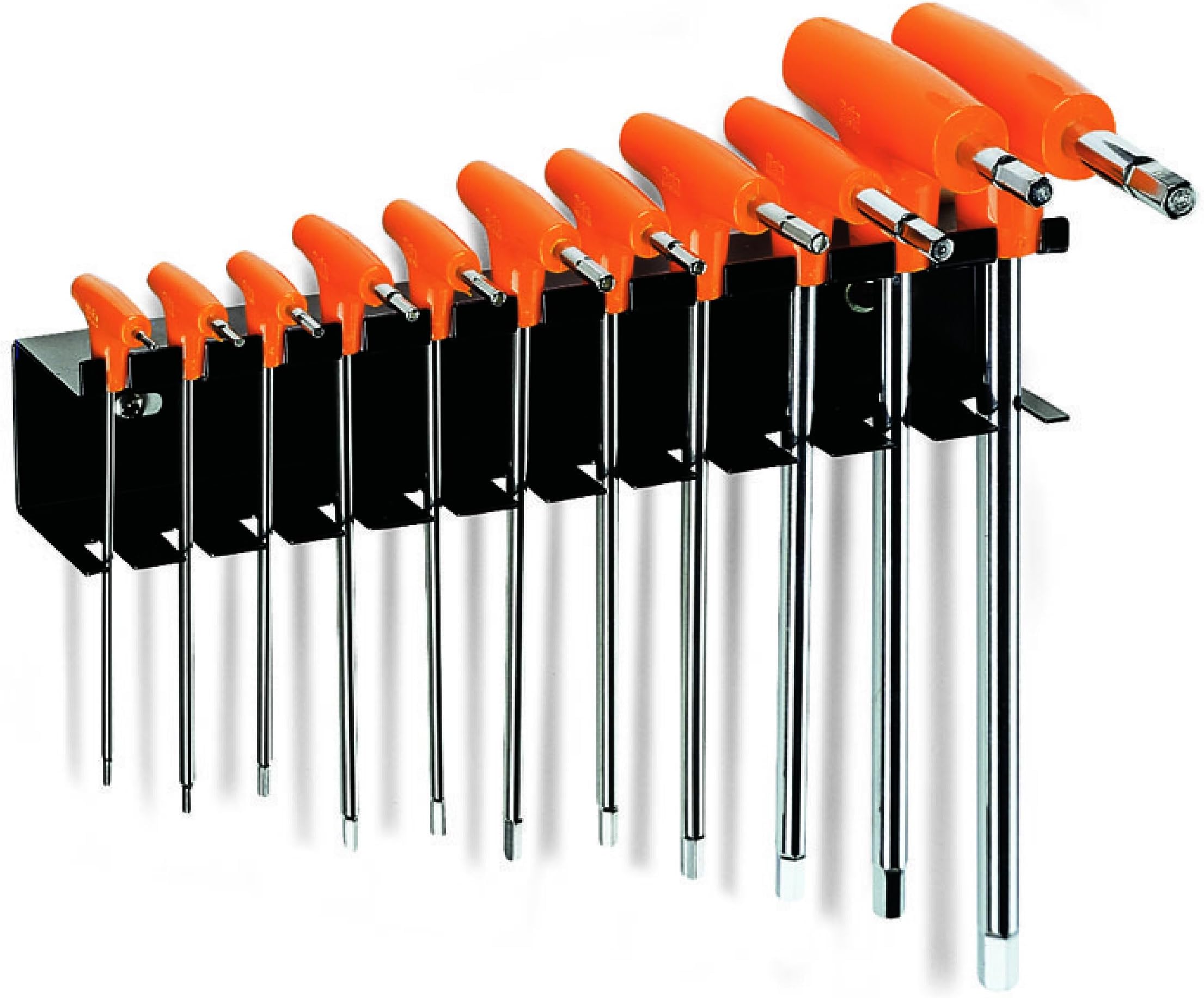 Beta 96T Metric T-Handle Hex Key Wrench Set with Storage Rack 2-10mm | High Torque Ergonomic Allen Wrench with Dual Hex Tips | Drop Prevention Hole | Industrial Strength | Made in Italy