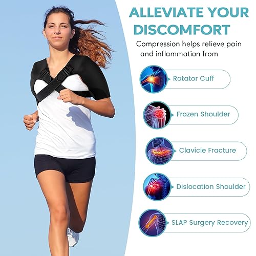 Miniatura 4 de U.Y.U ESENCE Soporte de hombro doble para mujeres y hombres, alivio del dolor de hombro, soporte de hombro doble para manguito rotador, hombro