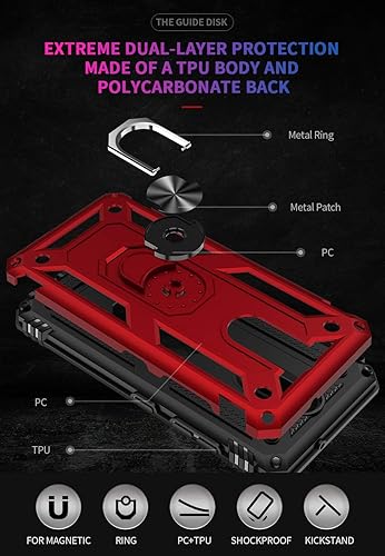 Miniatura 6 de Funda de grado militar para LG Aristo 4 Plus, LG Aristo 4+Aristo4K30 2019Prime 2Escape Plus, funda de metal giratoria, soporte magnético para