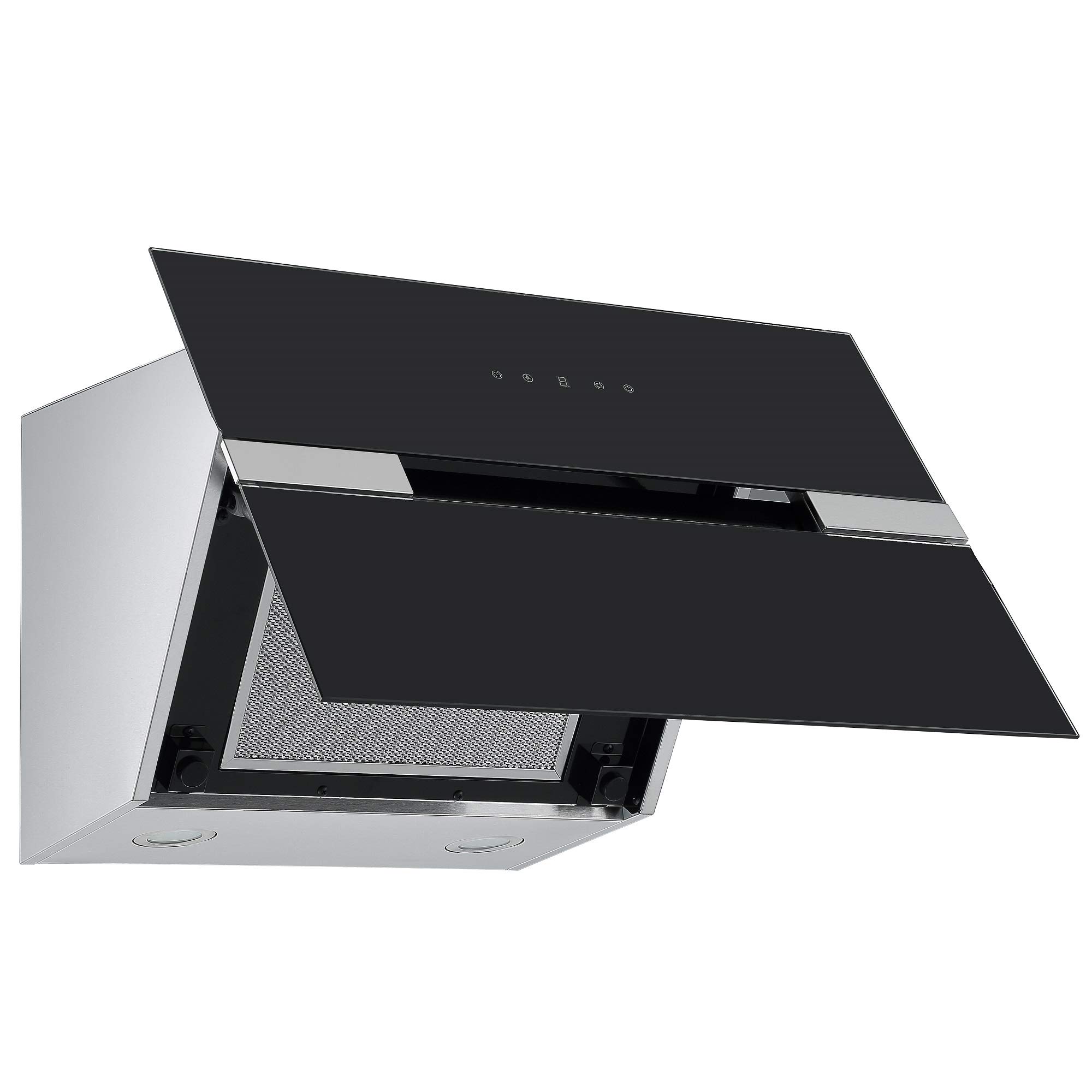 Cookology 60cm Black Angled Extractor Fan Designer Chimney Cooker Hood, Touch Controls (Carbon Filters) — view 9