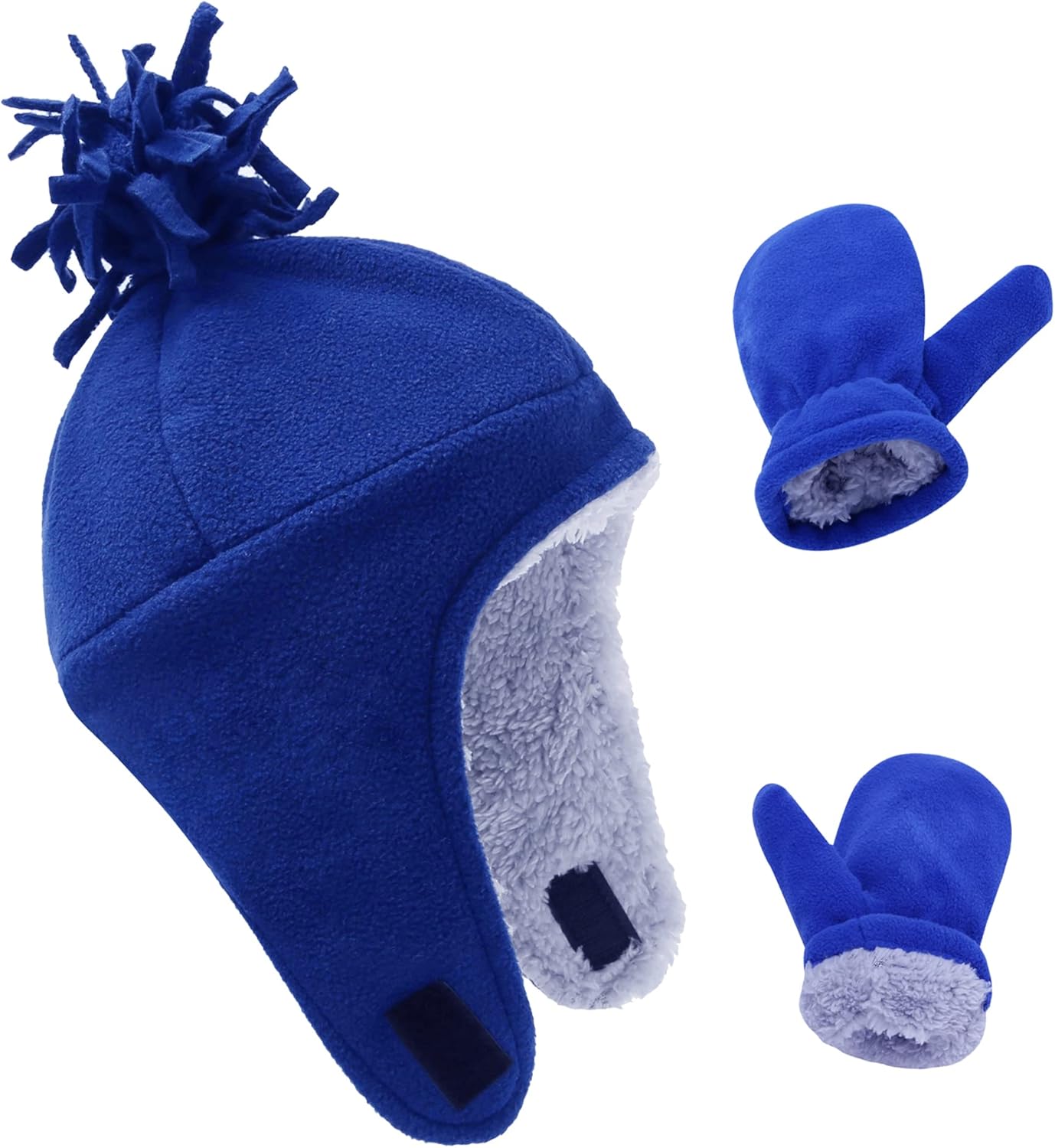 UTTPLL Toddler Winter Hat Beanie and Glove Set Baby Boy Girl Sherpa Lined Fleece Snow Mittens Pilot Infant Warm Trapper Hats