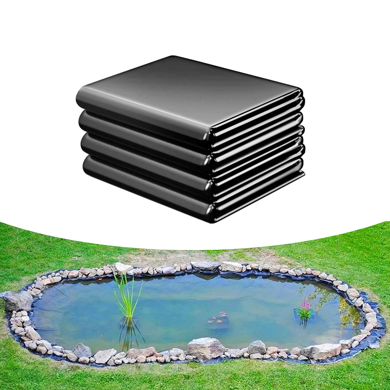 8x10mPVC Teichfolie, Stärke Fisch und Pflanzenfreundlich, Schwarz Teichplane,Kann Wiederverwendet Reißfest Gartenteich Dichtungsfolie Für Fischteich/Garten Wasserfall