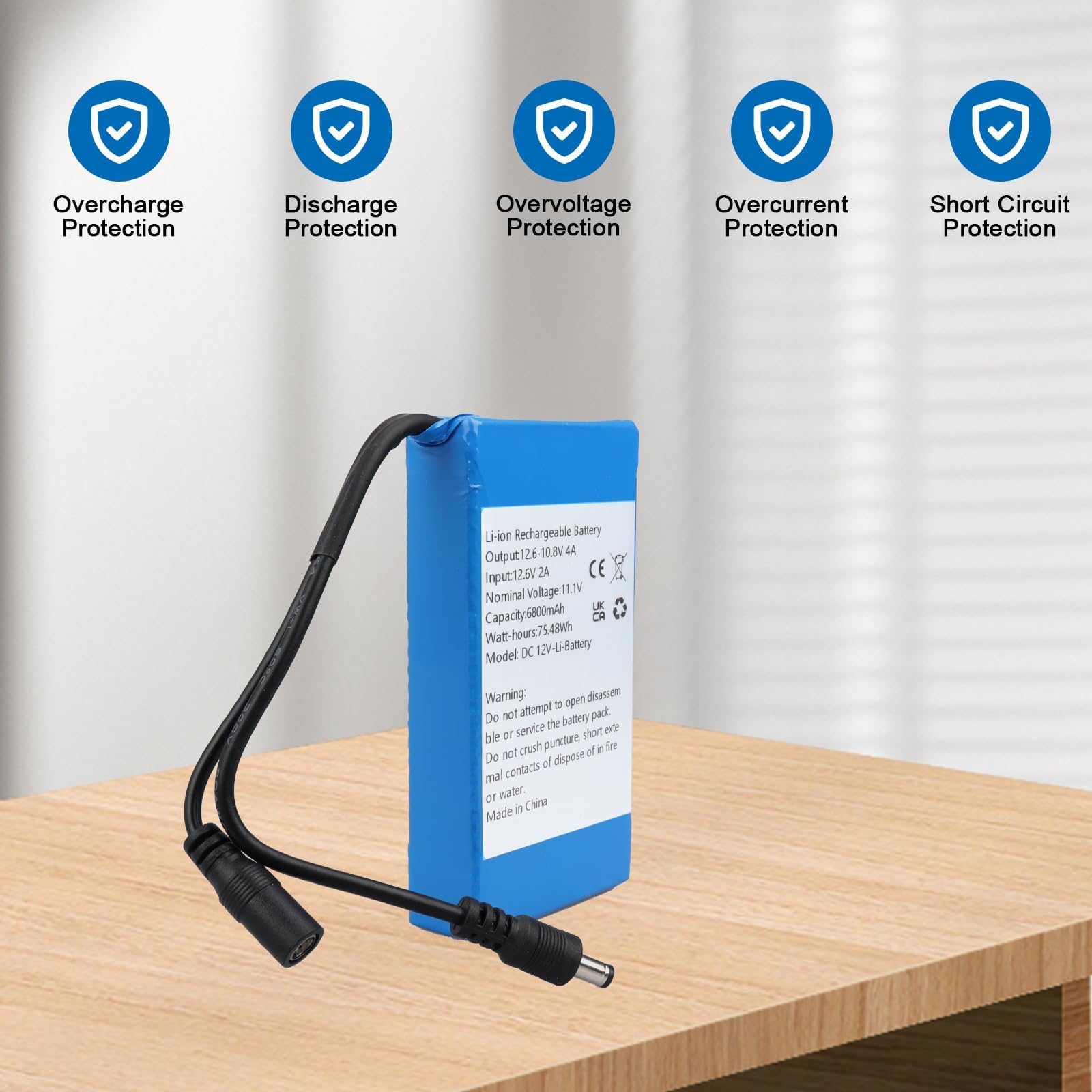 DC12V 6800mAh Batterie lithium-ion rechargeable DC5521 pour la plupart des appareils 12V, bande LED, caméra CCTV, localisateur, DVD portables, produits automobiles,Bluetooth, équipement médical