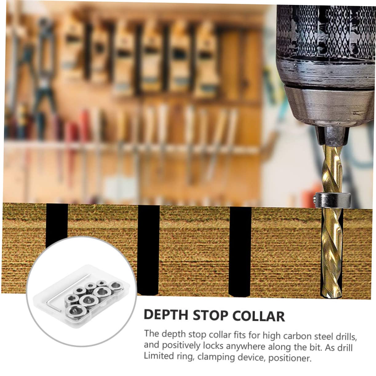 8pcs Drill Bit Collar Set Woodworking Depth Stop for Precise Drilling Assorted Stainless Steel for Consistent Depths Projects