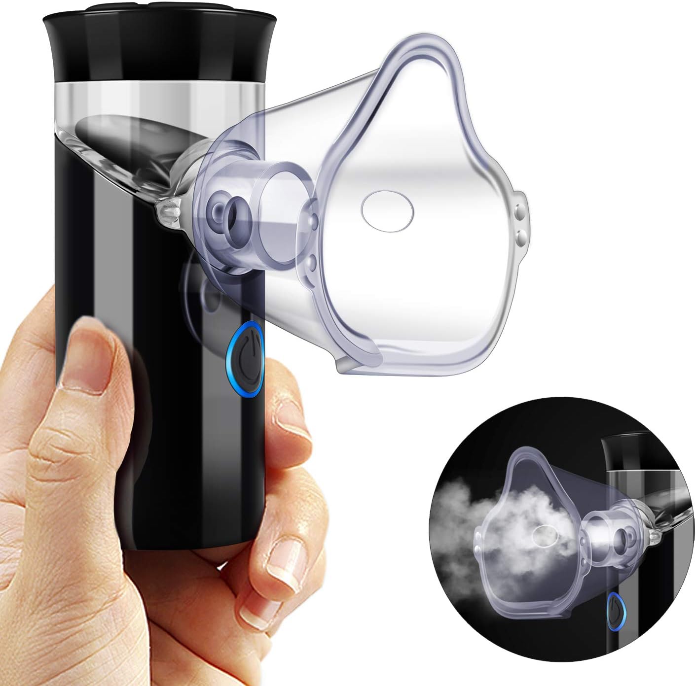 Steam Inhaler Everbest4U Portable Cool Mist Inhaler for Kids Adults Rechargeable Household Steam Compressor Humidifier (Black)