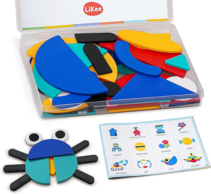 LiKee Rompecabezas con forma de madera, 36 bloques y 1 folleto, juguete Montessori para niños mayores de 3 años | extremo abierto