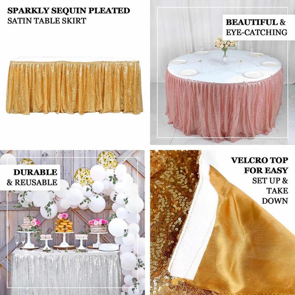 Tischrock in Blush-Farbe, lang, mit Pailletten, Poly-Tischdecke, für Hochzeitsfeiern, Party-Dekoration, Blush, 3 m lang