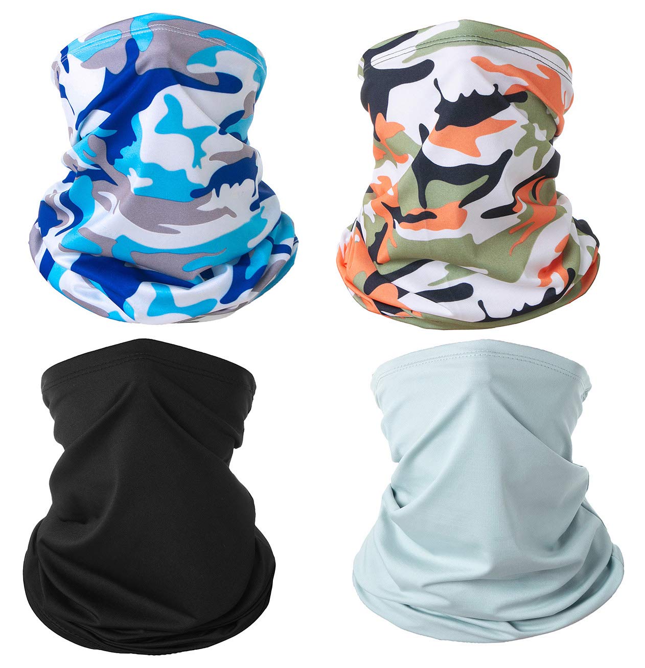 4 PCS Neck Gaiter Fishing Mask Bandana Sun Wind Dust Protection UV Headwear Balaclava Magic Scarf for Men Women Hunting, Cycling, Motorcycling, Running