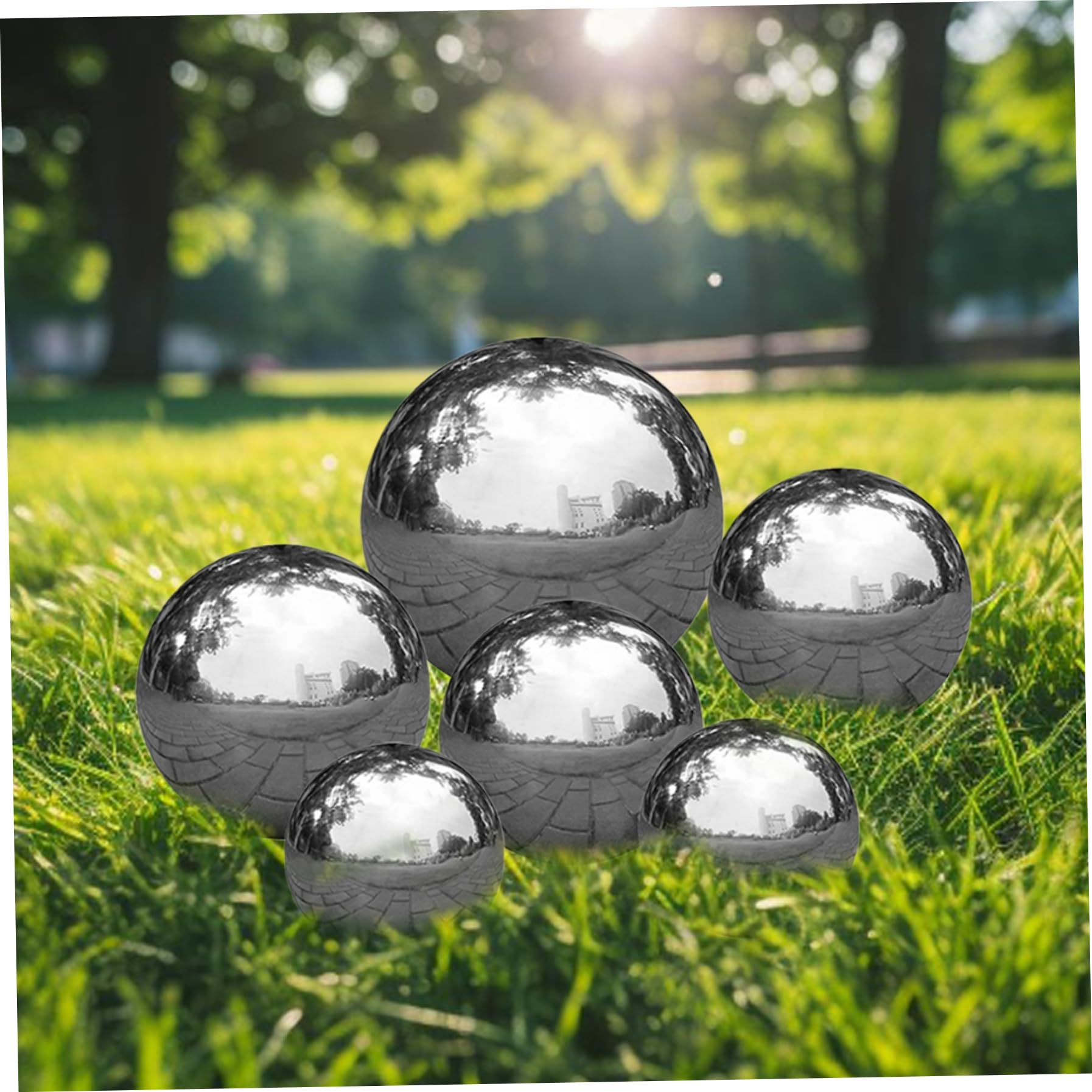 Bolas de plata, bola de mirada de acero inoxidable, bolas de plata de 6 piezas, 2/3/4/6 bolas grandes y brillantes, espejo reflectante Spasa de jardín pulido para adornos para el estanque de jardín