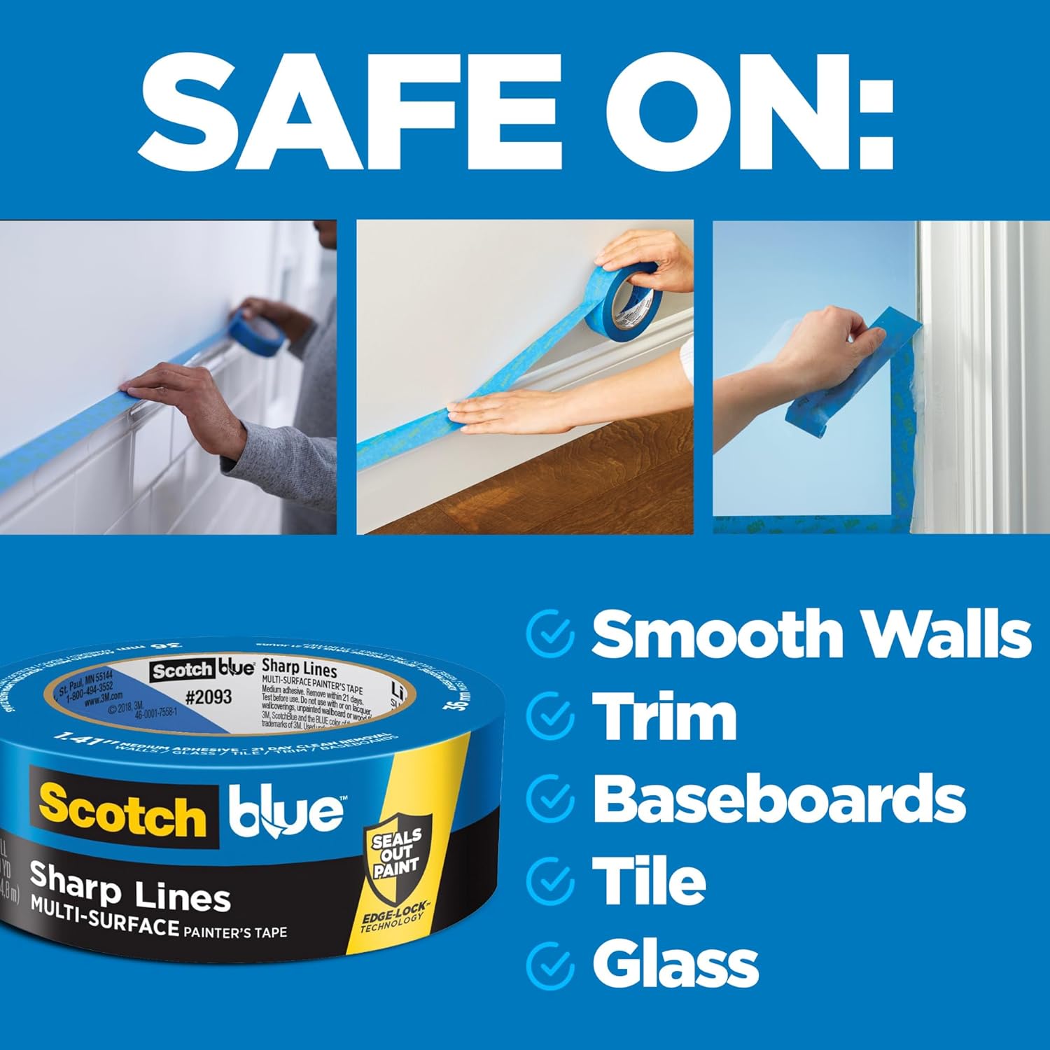 ScotchBlue Sharp Lines Painter's Tape, 1.41 in. x 60 yds. (Blue) 24 Rolls