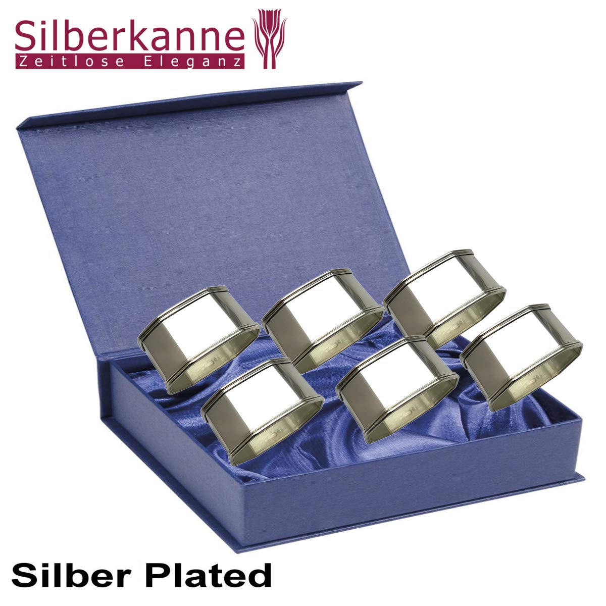 Octo L Lot de 6 Ronds de Serviette plaqués Argent pour Serviettes en Tissu 5,5 cm