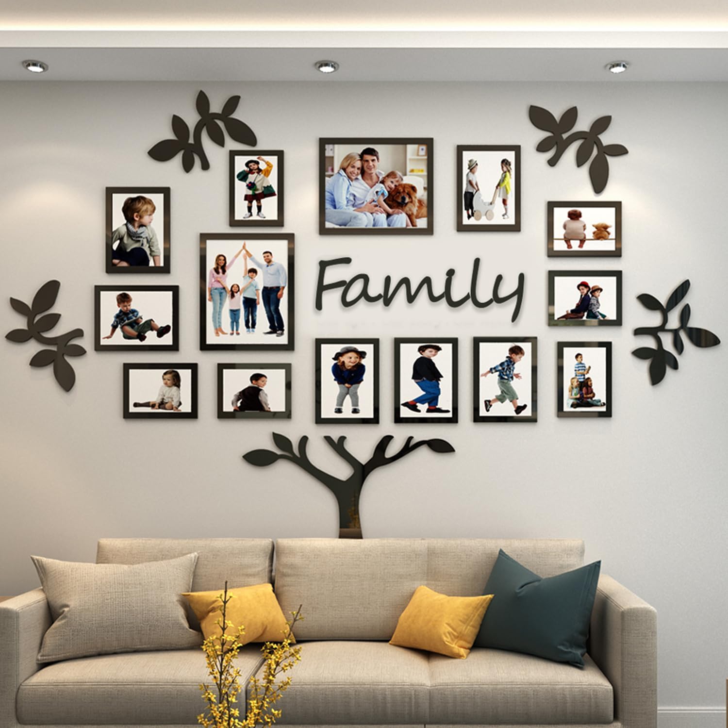 Family Tree collage picture frames for wall-Multi acrylic 3D DIY Stickers pictures frame wall decor for living room Home decorations Large 51 * 70 inch