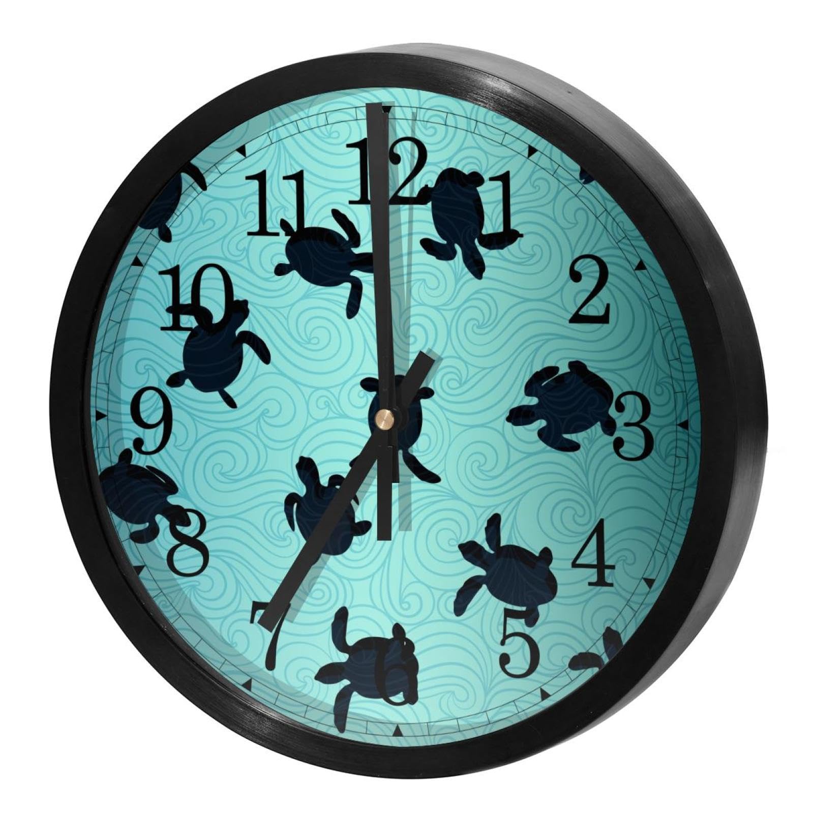 Horloge murale ronde vie marine tortue de mer pour égayer votre cuisine ou votre salle de classe