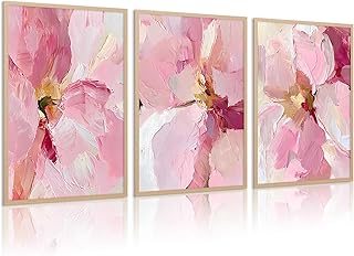 Abstract Floral Wall Art Pink Flower Canvas Pictures Modern Wall Decor B...