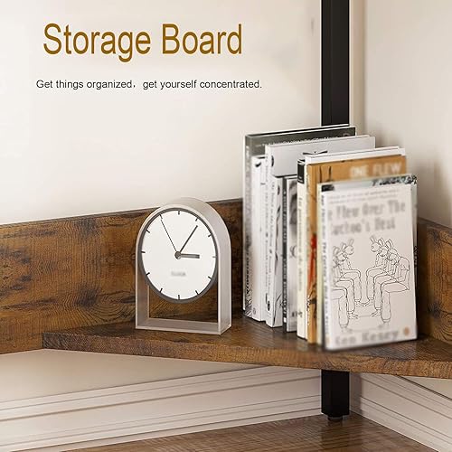 Miniatura 7 de Escritorio esquinero con bandeja para teclado, escritorio triangular para computadora, escritorio de esquina para espacio pequeño, escritorio de