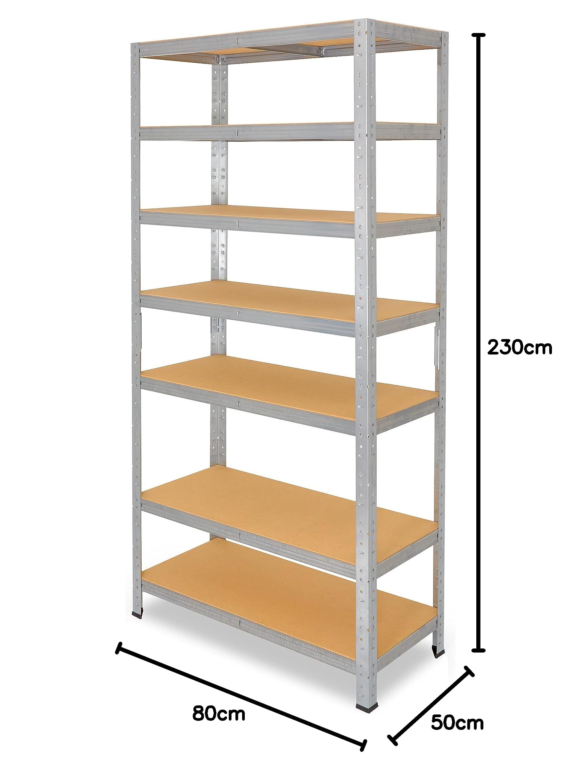 shelfplaza Home 230x80x50cm Schwerlastregal verzinkt mit 7 Böden x 125kg | Kellerregal · Lagerregal · Metallregal · Regale für Kellerraum · Steckregal · Abstellraum Regal