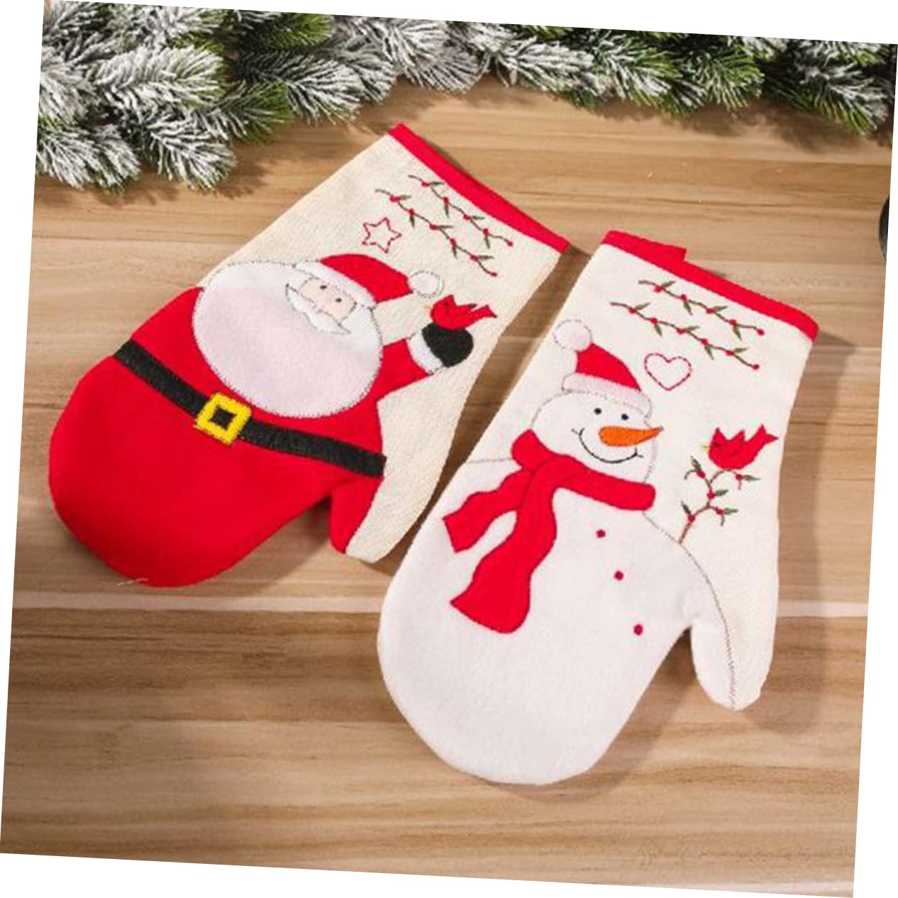 Ciieeo 6 Piezas Paquete de Mano Aislado manteles de Mesa de Navidad Manoplas de Horno Guantes de Cocina manteles Individuales Guante de Horno y Mantel Accesorios de Cocina
