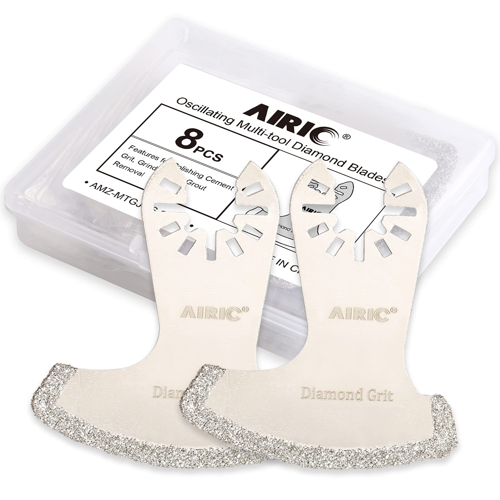 AIRIC8 Pcs Diamond Oscillating Multitool Blades Diamond for Grit Grout Mortar